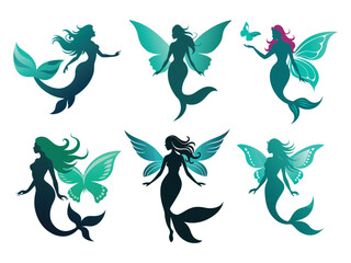 Wall Mural - mermaid set