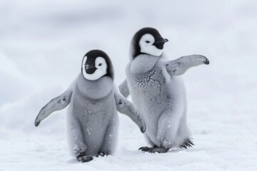 Poster - juvenile emperor penguins, antarctica.