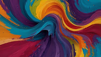 Wall Mural - Transform your designs with this captivating abstract splash background wave, featuring a colorful brush paint ribbon stroke swirl. This dynamic and artistic image is perfect for conveying energy.