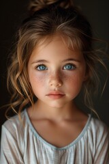 Poster -  Little girl, five years old, with delicate features, cute, and chubby, supermodel