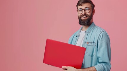 Wall Mural - The man with red laptop