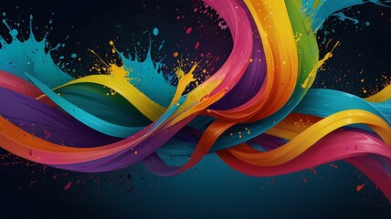 Wall Mural - Transform your designs with this captivating abstract splash background wave, featuring a colorful brush paint ribbon stroke swirl. This dynamic and artistic image is perfect for conveying energy.