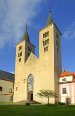 Wall Mural - View of the Premonstratensian Monastery from 12th century and the Romanesque church of Annunciation of Virgin Mary in Milevsko, Czech republic