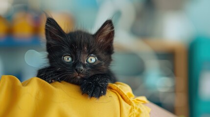 Wall Mural - The adorable black kitten