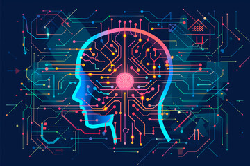 Wall Mural - brain with ai
