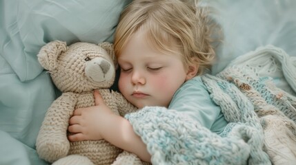 Wall Mural - The Child Hugging Teddy