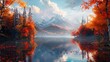 © Oleg - Autumn natural landscape of trees, mountains and a lake