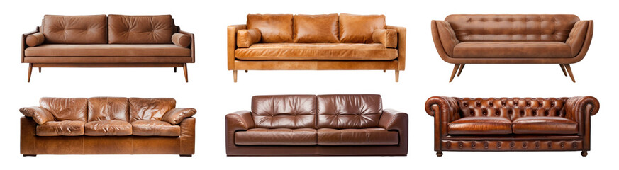 Poster - Leather sofa png cut out element set