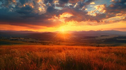 Wall Mural - A wonderful golden sunset