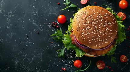 Wall Mural - Fried hamburger patties with vegetables