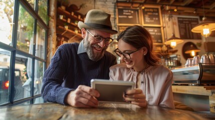 Wall Mural - The couple in cozy cafe