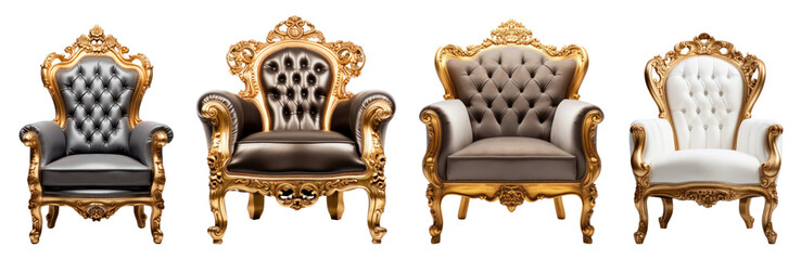 Sticker - Luxurious ornate vintage armchairs collection png set