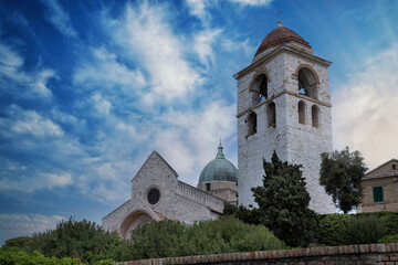 Wall Mural - sunset view of the cathedral of san ciriaco in the city of ancona