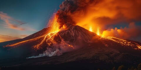 Wall Mural - Volcanic Eruption at Night