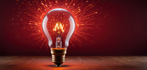 Glowing light bulb symbolizes great ideas, progress, creative ideas and inspiration