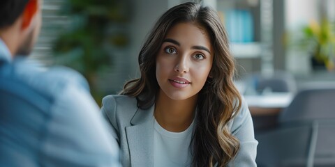 Wall Mural - Portrait of a Young Woman in a Professional Setting