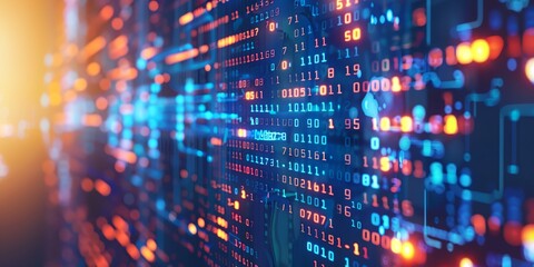 Canvas Print - a computer screen with a lot of numbers and a blue background. the numbers are in different colors a