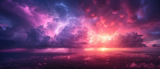 Wall Mural - Purple and Pink Stormy Sunset