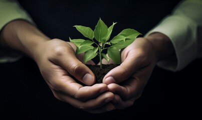 Sticker - Hands Holding a Small Plant Sprout