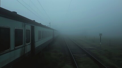 Wall Mural - The peacefulness of the fog instills a sense of calmness in the travelers.