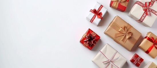 Poster - Several gift boxes with empty copy space image on a white background.