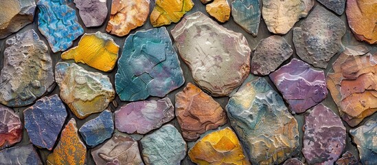 Poster - Texture of a vibrant stone wall that can be used as a background with copy space image.