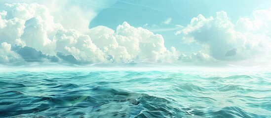 Wall Mural - Scenic seascape with a variety of unique water hues and a blank area for adding text or images, known as a copy space image.