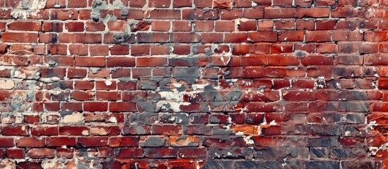 Aufkleber - Vintage red brick wall with weathered stains, what a perfect background for your copy space image!
