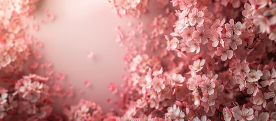 Aufkleber - Hiroshima Mint features a beautiful display of double cherry blossoms against a copy space image.