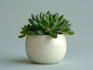 Sticker - Minimalist Succulent Plant in White Ceramic Pot on Plain Background