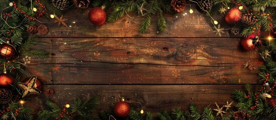 Aufkleber - A holiday-themed wooden backdrop with copy space image.