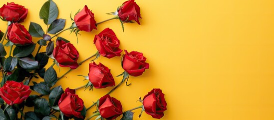 Aufkleber - Stunning International Women's Day greeting card featuring roses on a yellow background with copy space image.
