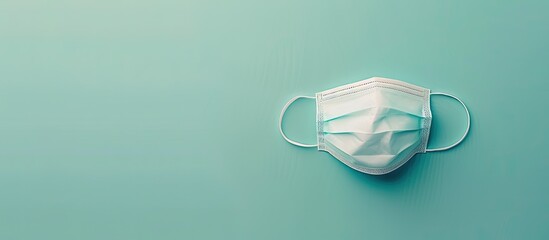 Wall Mural - Top-down view of a medical face mask illustrating a concept for flu prevention with ample copy space image included.