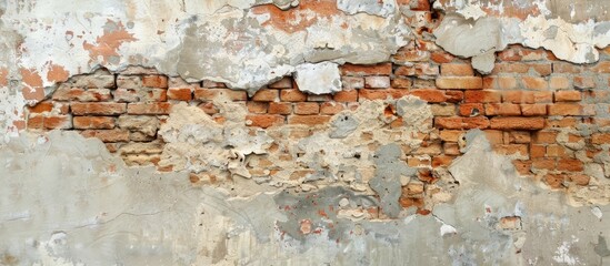 Aufkleber - Brick wall texture with plastering is suitable as a background or wallpaper and offers copy space for text in the image.