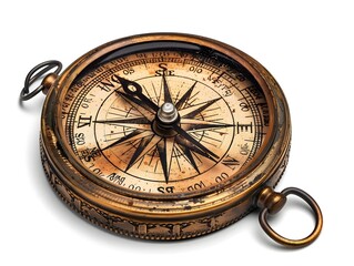 Wall Mural - Detailed Classic Compass Symbolizing Adventure and Direction on White Background