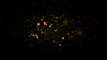 Wall Mural - Golden dust light png. Christmas glowing bokeh confetti and sparkle overlay texture for your design. Stock royalty free vector illustration. PNG	
