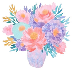 Poster - PNG Flower bouquet flower art painting.