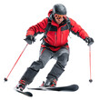 © KimlyPNG - Floating Sportsman in a ski suit, snow skiing isolate on transparency background PNG