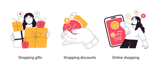 Customer experience and loyalty program - set of business concept illustrations. Visual stories collection