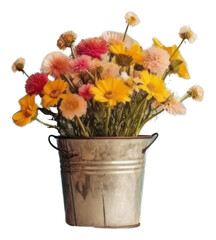 Sticker - PNG Flowers in bucket painting table plant.