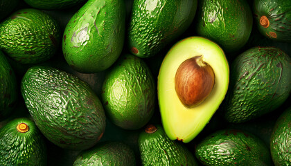 top view Fresh avocado pattern background