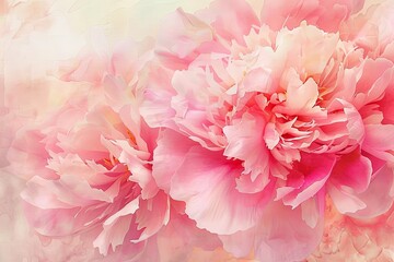 Sticker - Watercolor Peony Bouquet Banner Background, High-Quality 8K: A luxurious watercolor portrayal of a peony bouquet