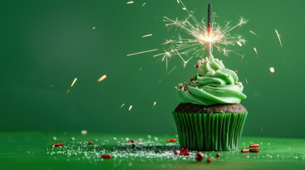 Wall Mural - Chocolate Cupcake with Sparkler