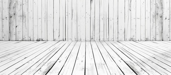 Poster - An abstract vintage texture of white wood flooring provides a background with copy space image.