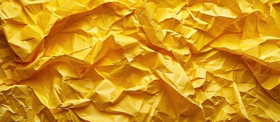 Leinwandbilder - Crumpled yellow paper creates an abstract background with copy space image.