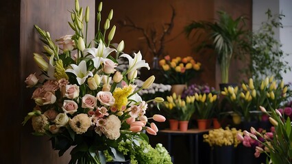 Wall Mural - Beautiful flowers in florist shop