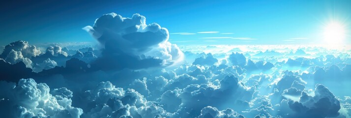 Wall Mural - Aerial View of Clouds with Sunrays Shining Through