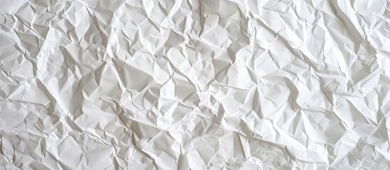 Fototapete - Background featuring a textured white crumpled paper for copy space image.