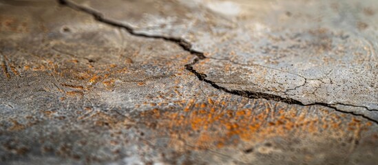 Fototapete - Close-up of a crack on the cement surface at a building corner with copy space image.