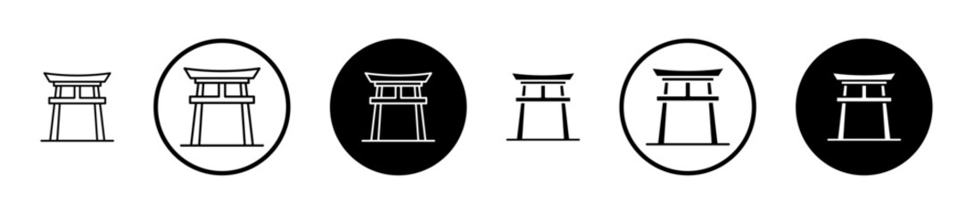 Sticker - Torii gate thin line vector icon set.